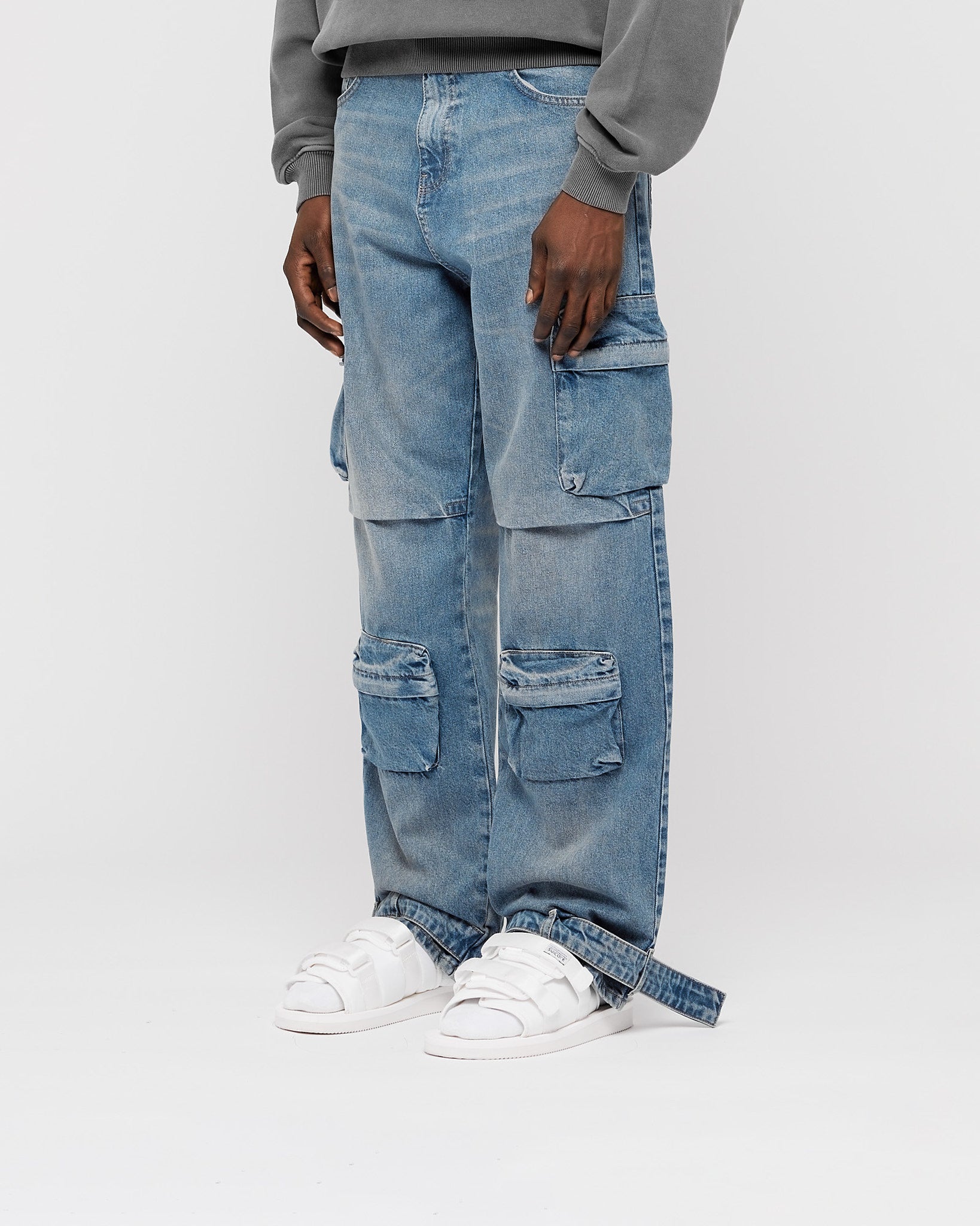 Denim Baggy Cargo Pants