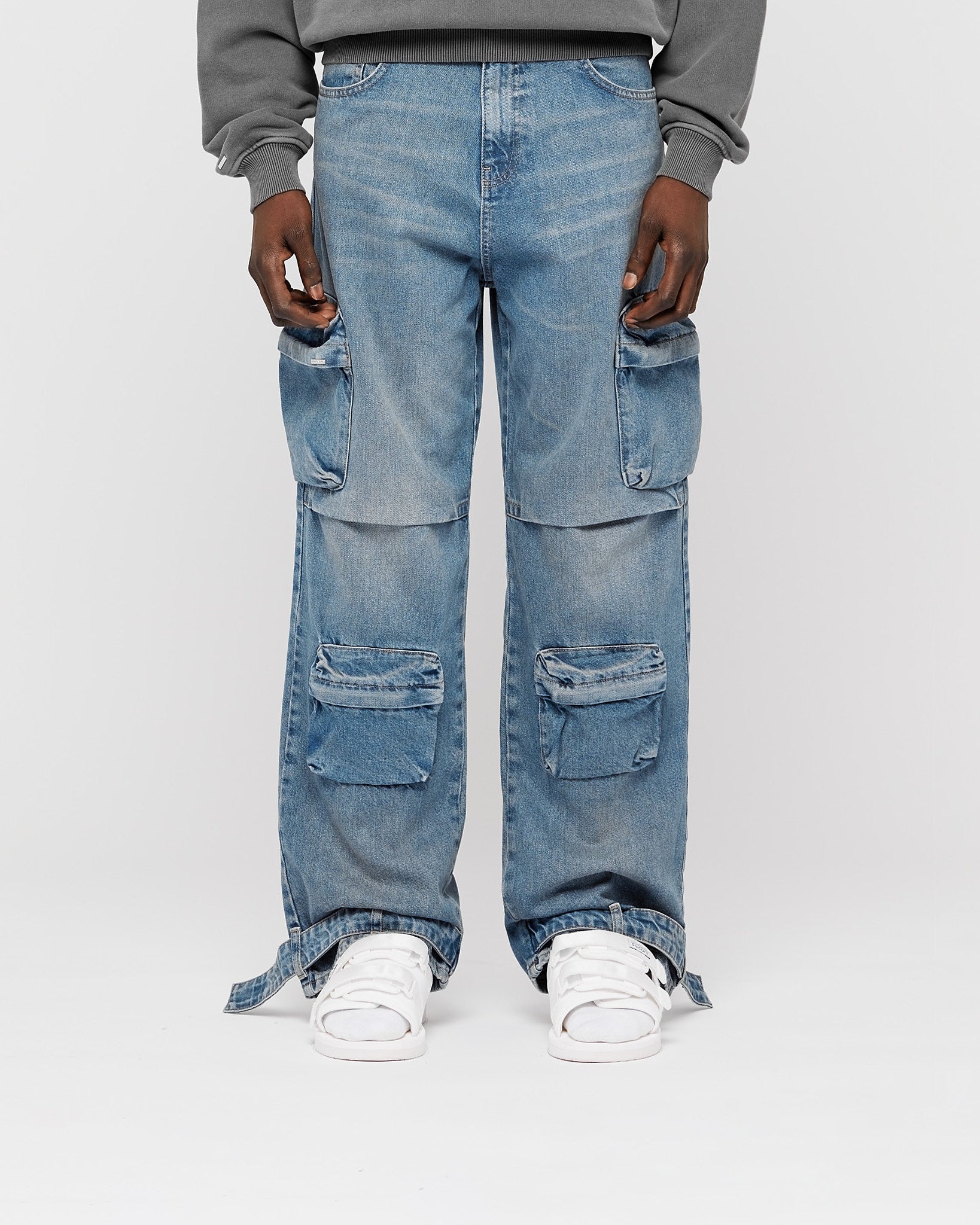 Denim Baggy Cargo Pants