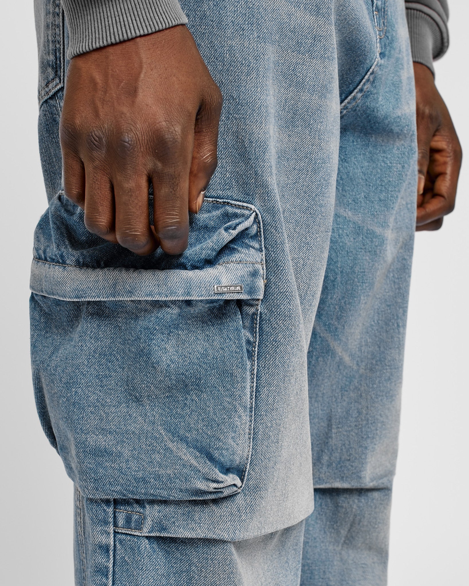 Denim Baggy Cargo Pants