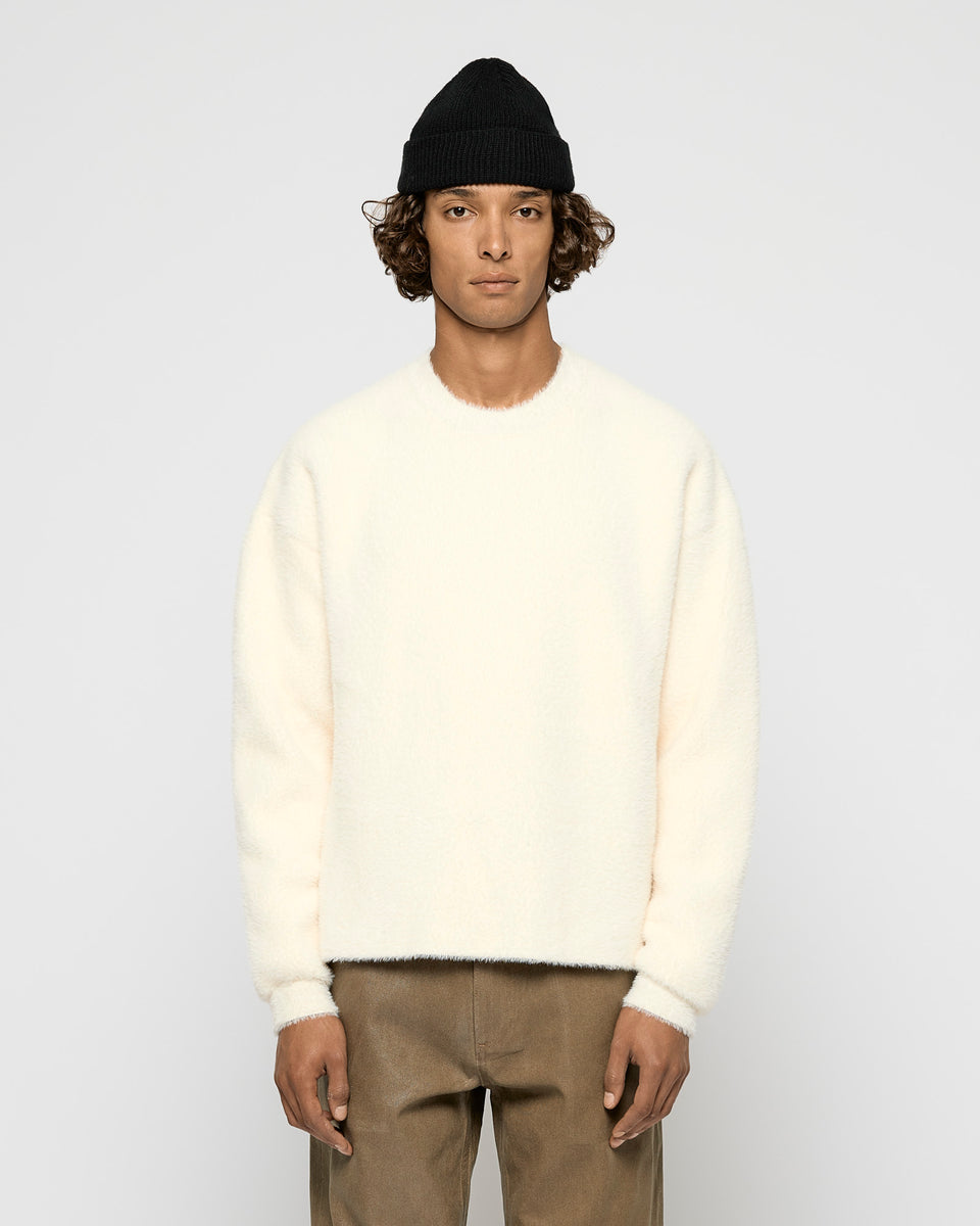 Fuzzy Knitted Crewneck Sweater