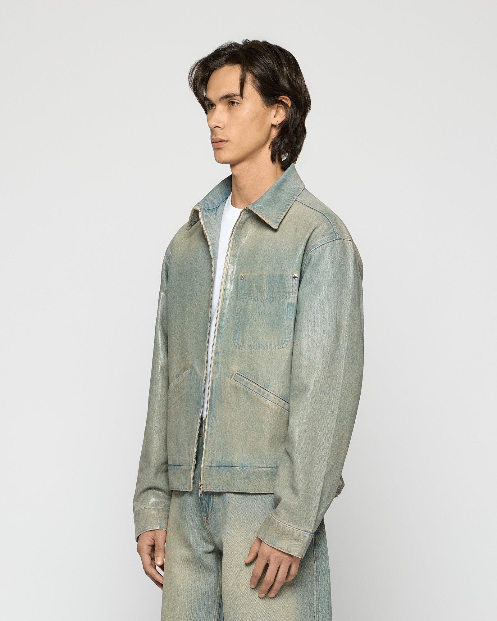Long Sleeve Denim Solid Color Regular Jacket ber23k8131