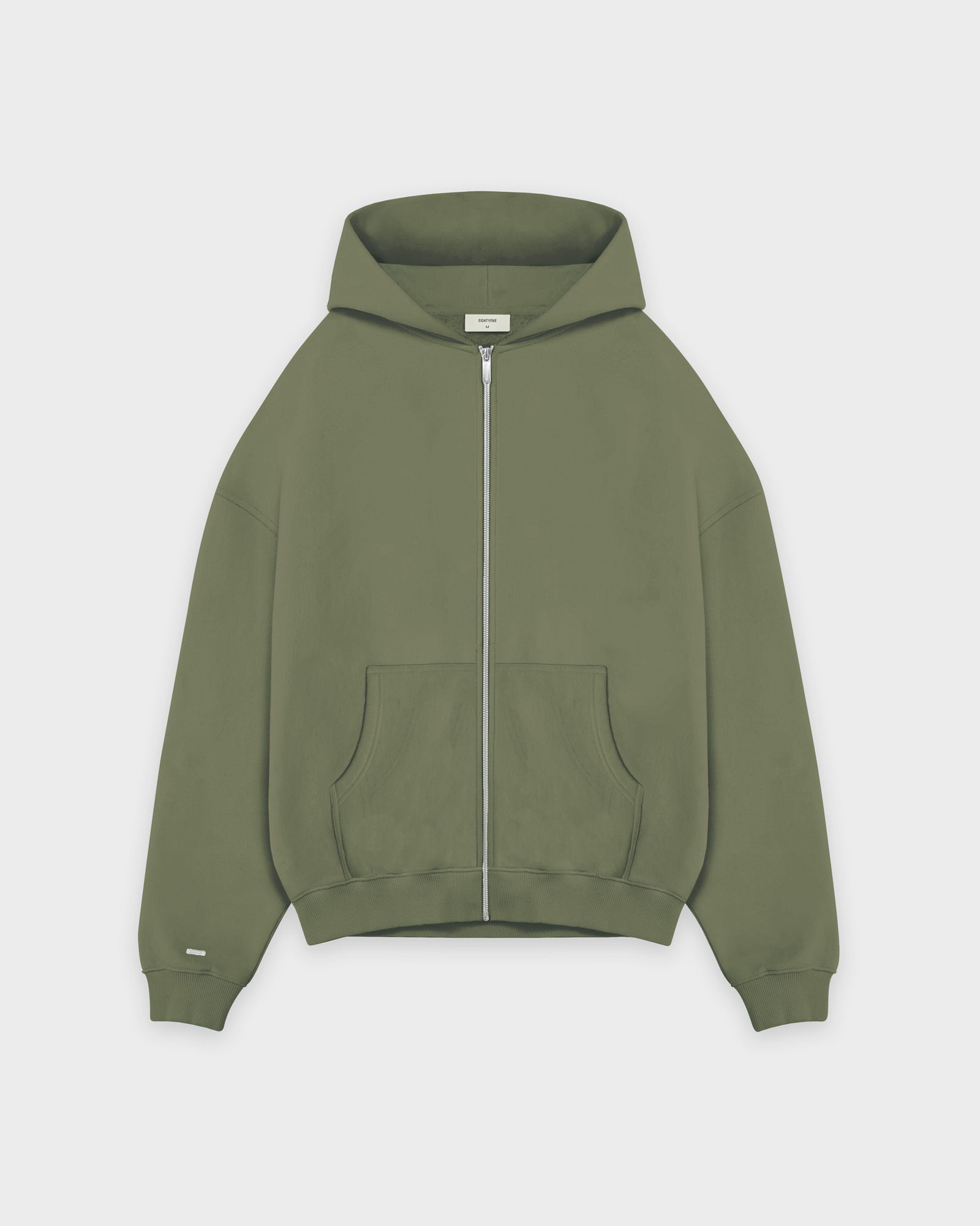 Heavy Smokey Green Basic Zip Hoodie