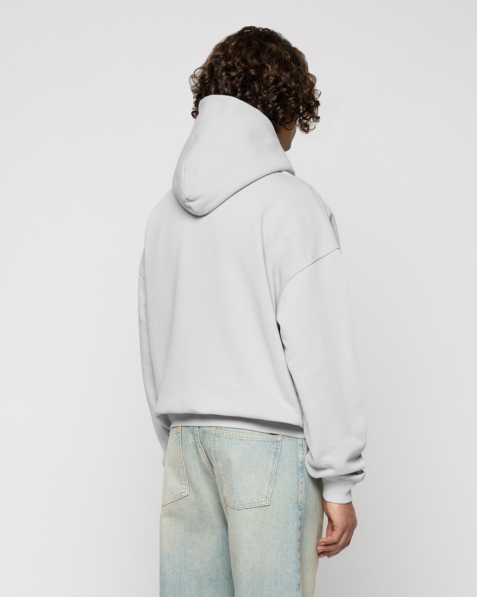 Heavy Light Grey Basic Zip Hoodie