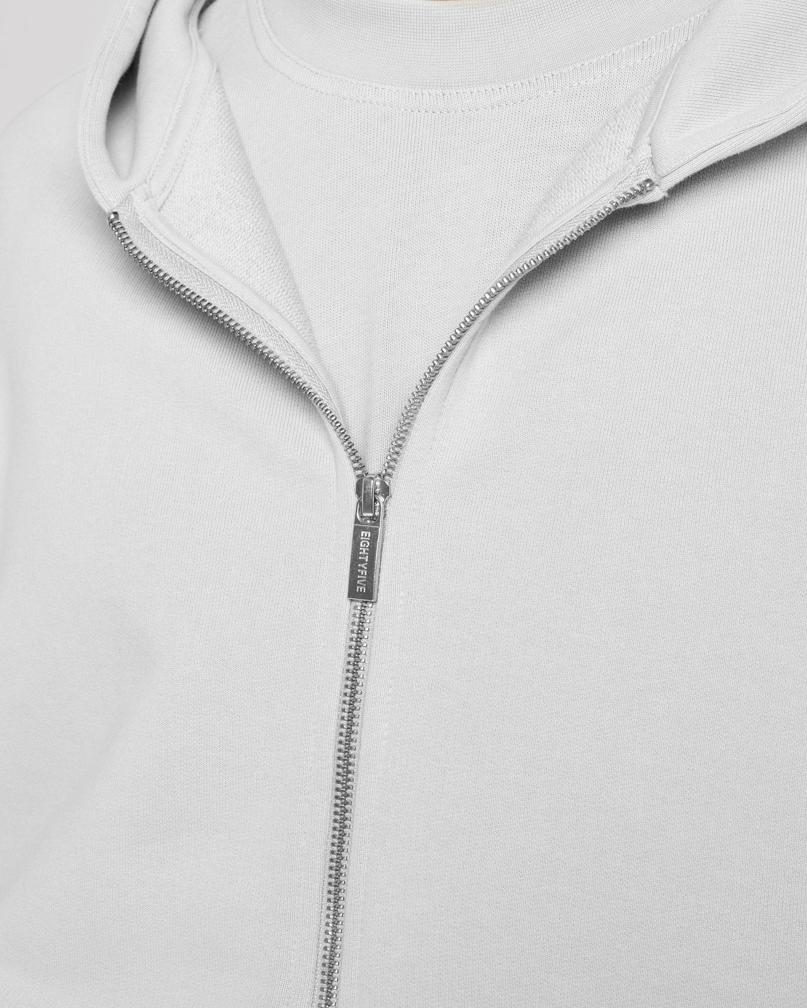 Heavy Light Grey Basic Zip Hoodie