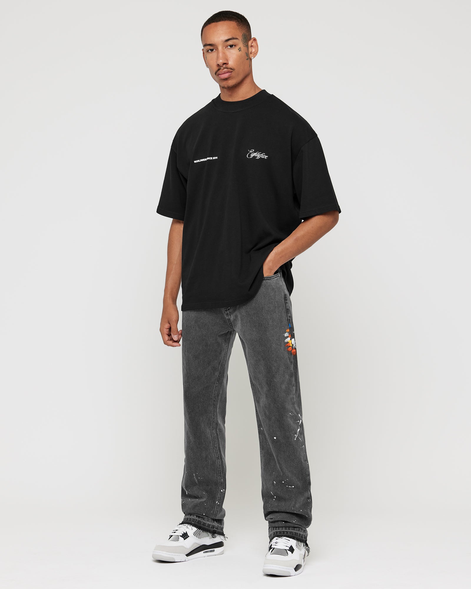 Painted Open Hem Jeans