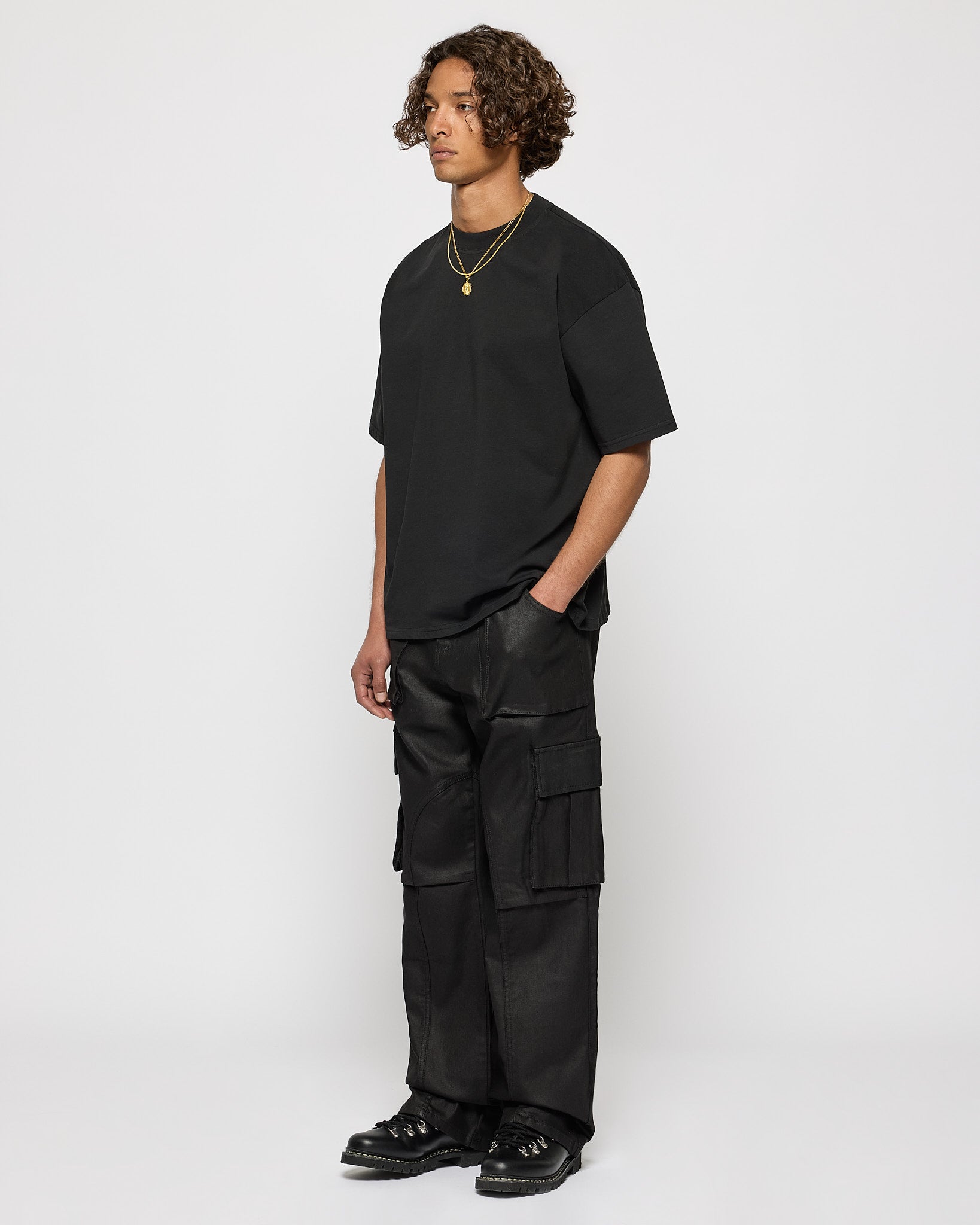 Waxed Baggy Cargo Pants