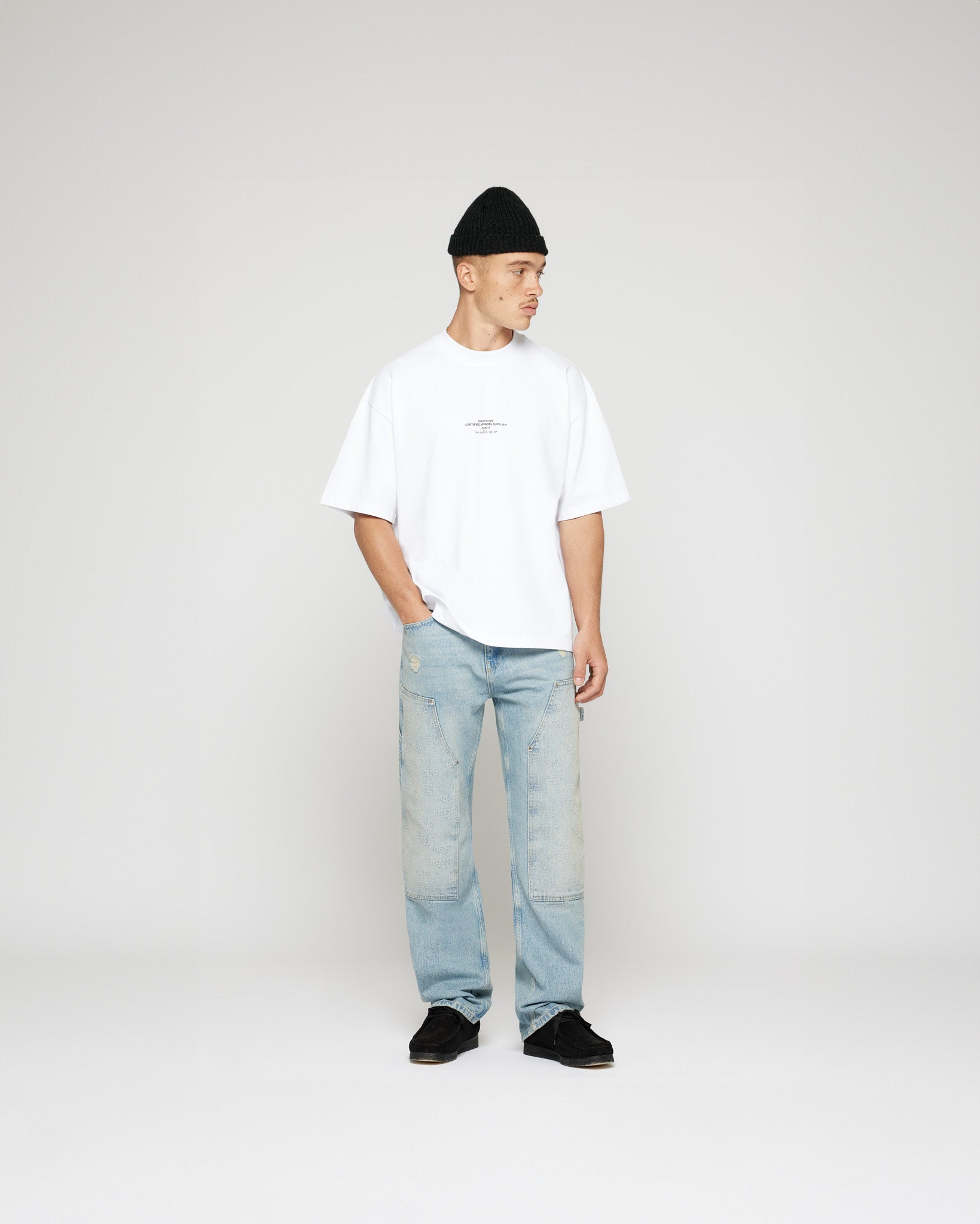 Embossed Straight Carpenter Denim