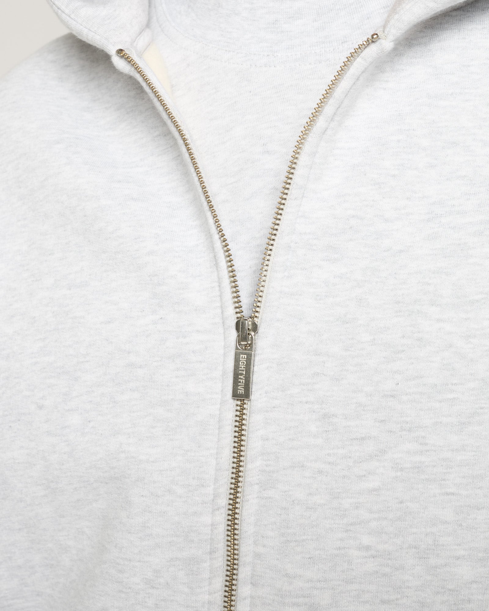 Heavy Ash Grey Basic Zip Hoodie