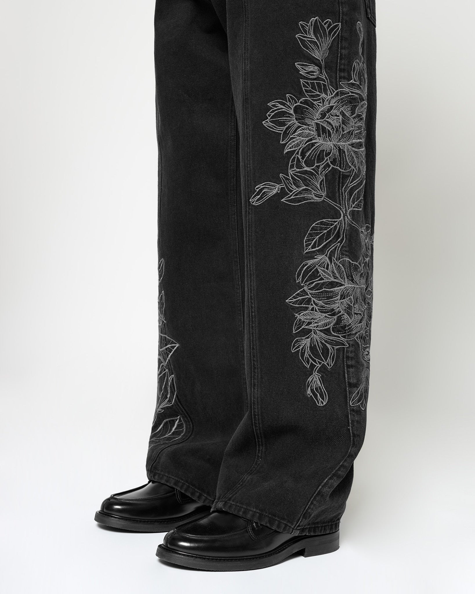 デニム・ジーパン Etro Wide Leg Black Jeans With Floral Embroidery Buy Black Embroidered Wide Leg 100% Cotton Jeans from Next