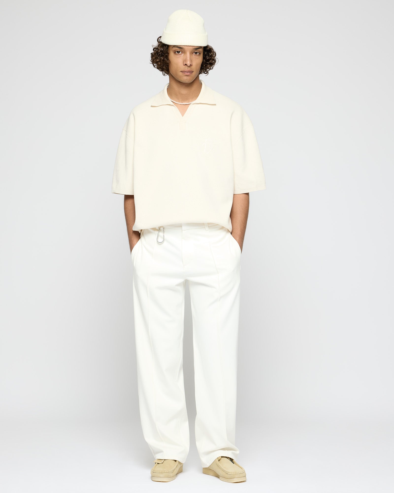 Cropped Knit Polo T-Shirt