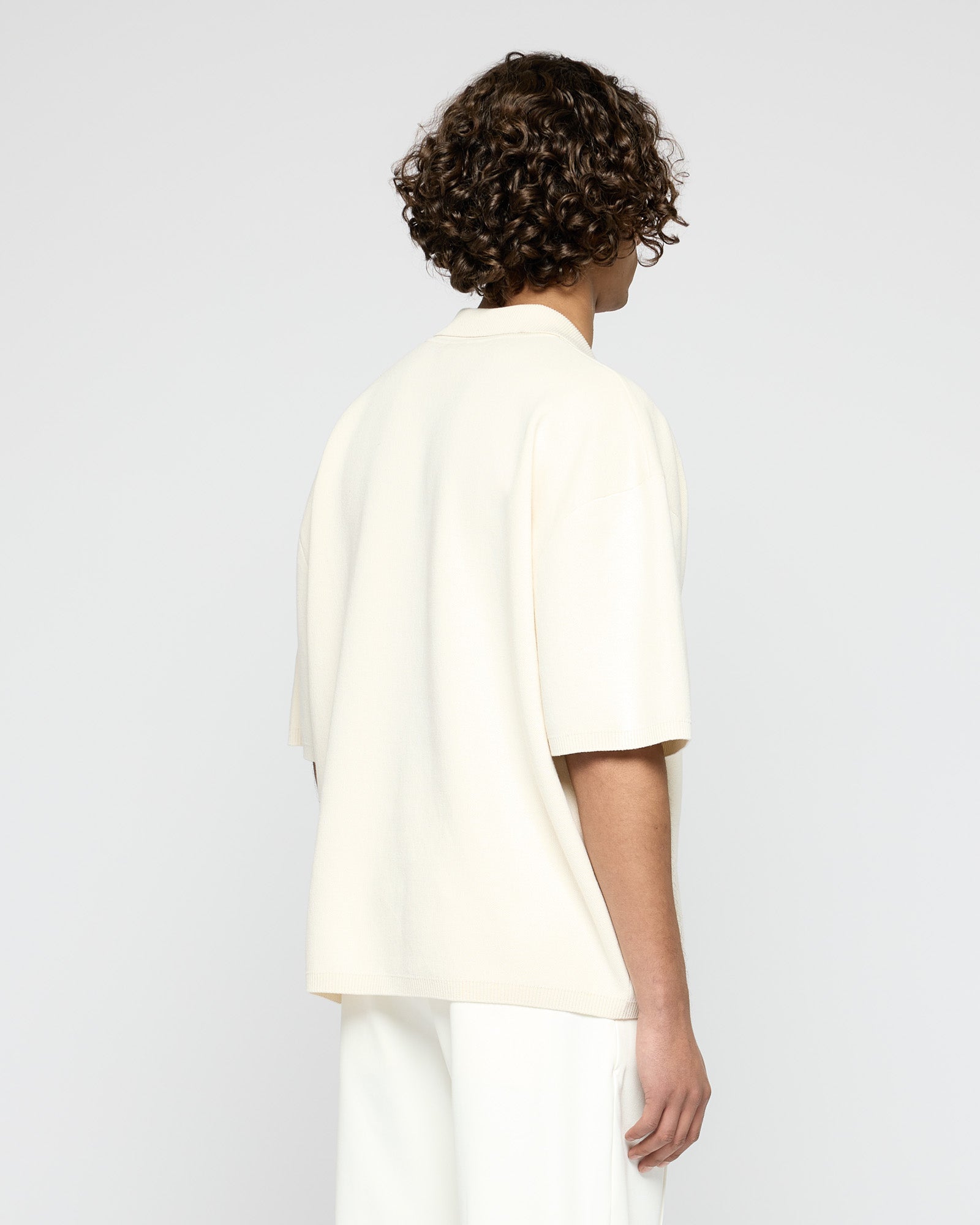 Cropped Knit Polo T-Shirt