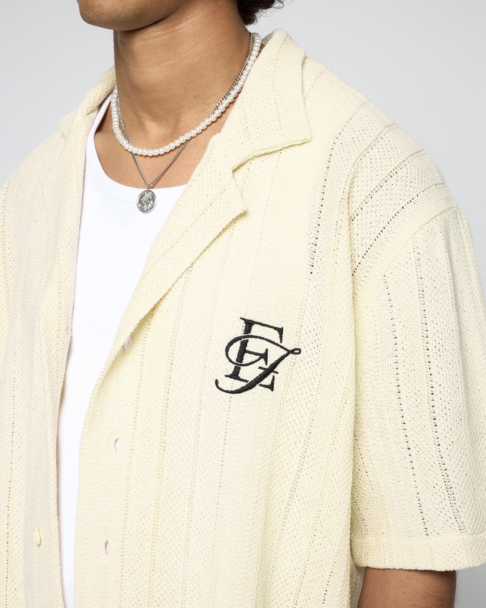 Embroidered Oversized Knit Shirt