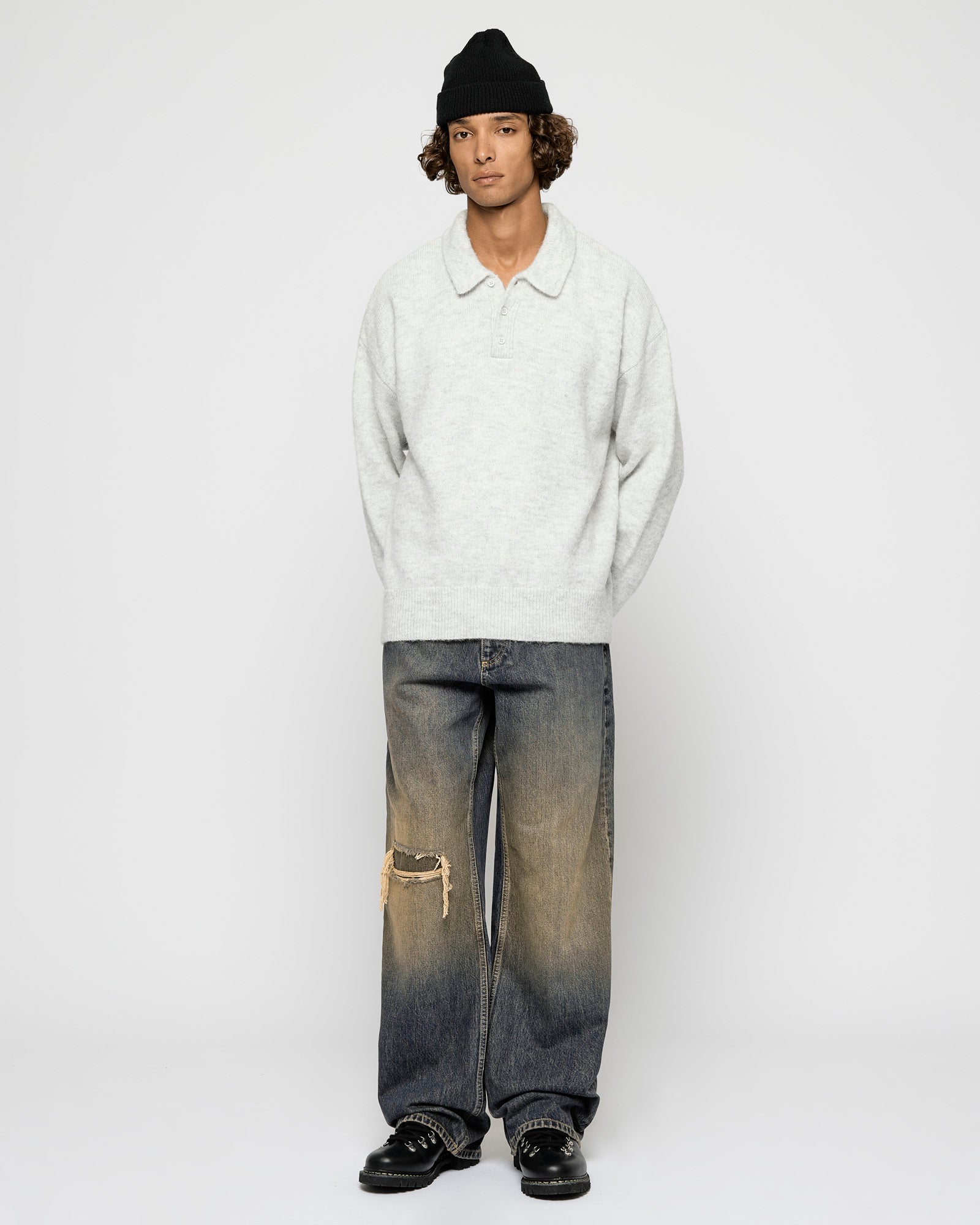 Knee Cut Loose Denim