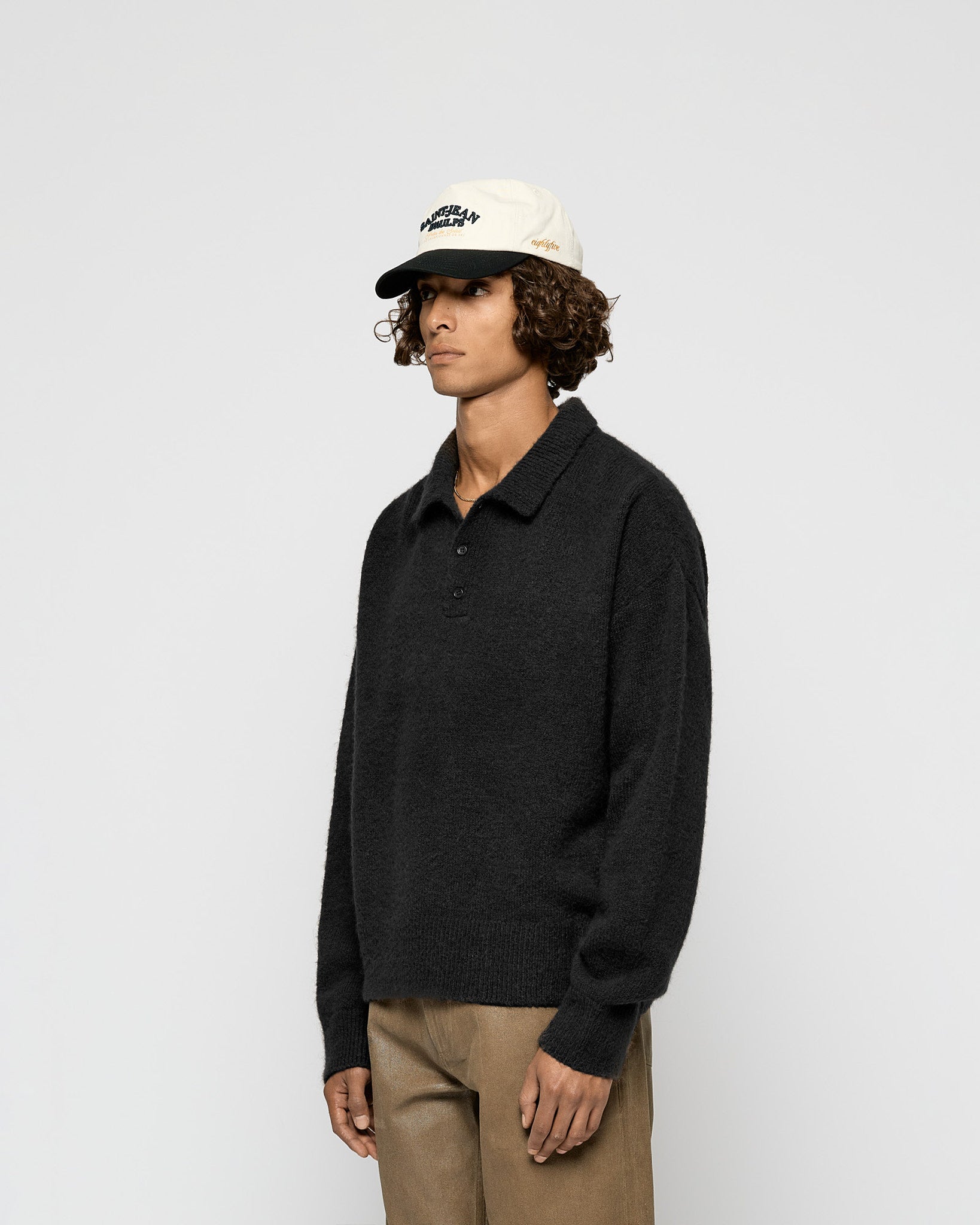 Hairy Knitted Polo Sweater