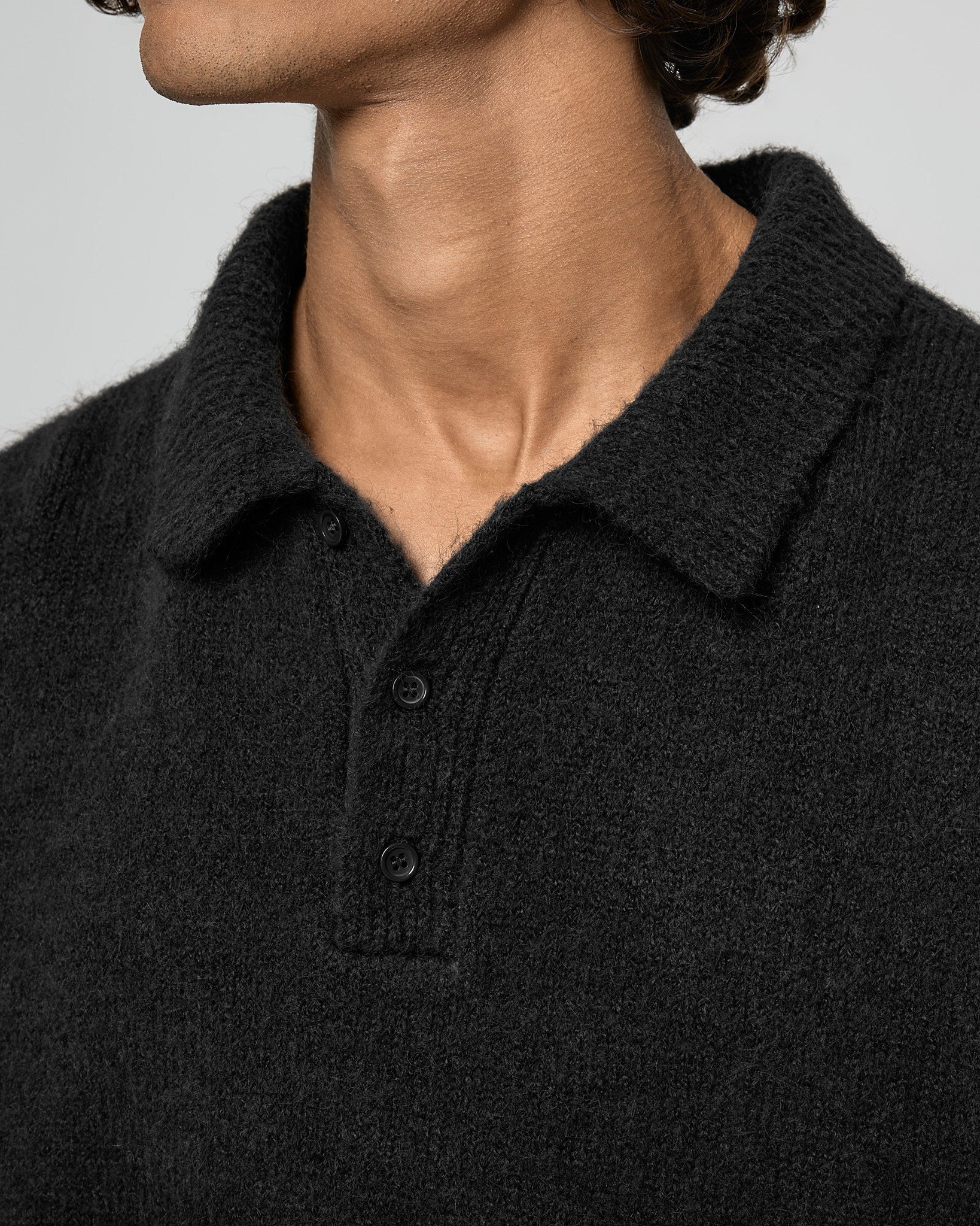 Hairy Knitted Polo Sweater