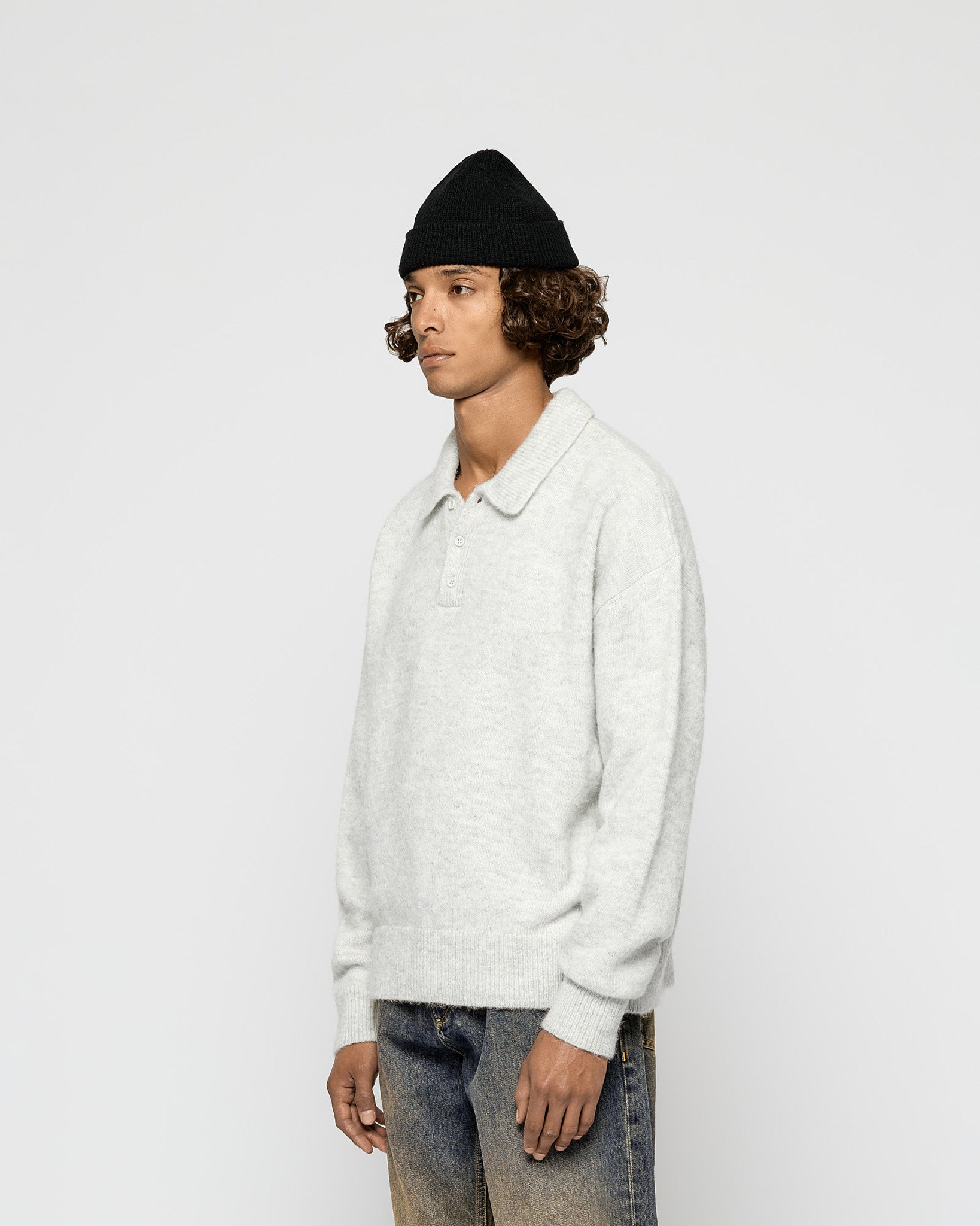 Hairy Knitted Polo Sweater