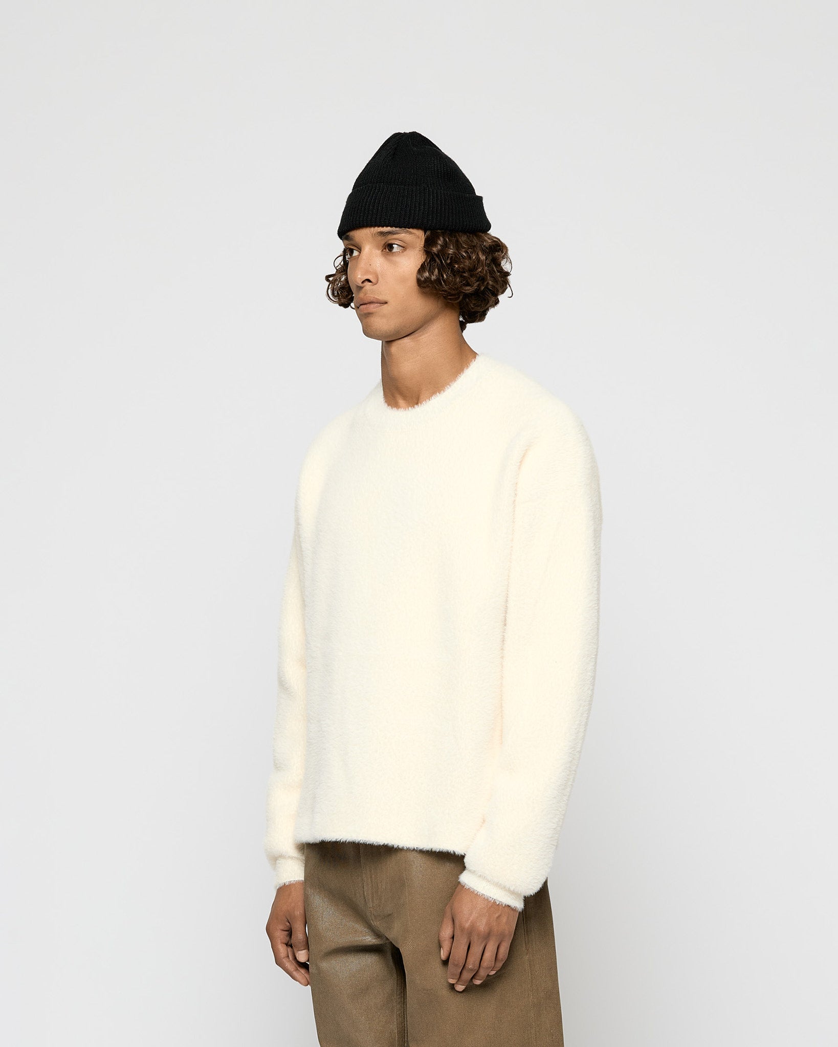 Fuzzy Knitted Crewneck Sweater