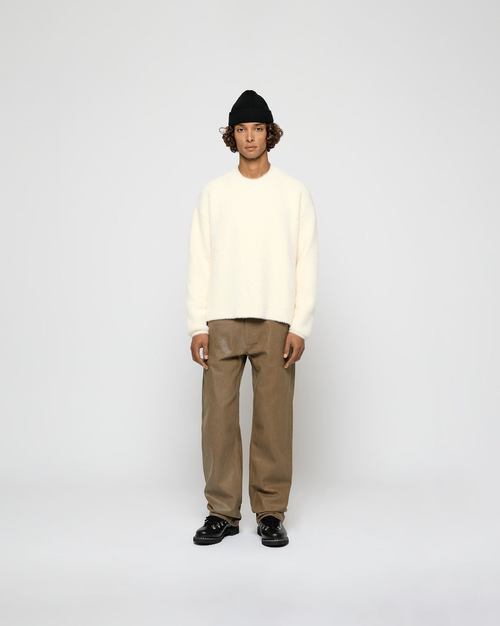 Fuzzy Knitted Crewneck Sweater