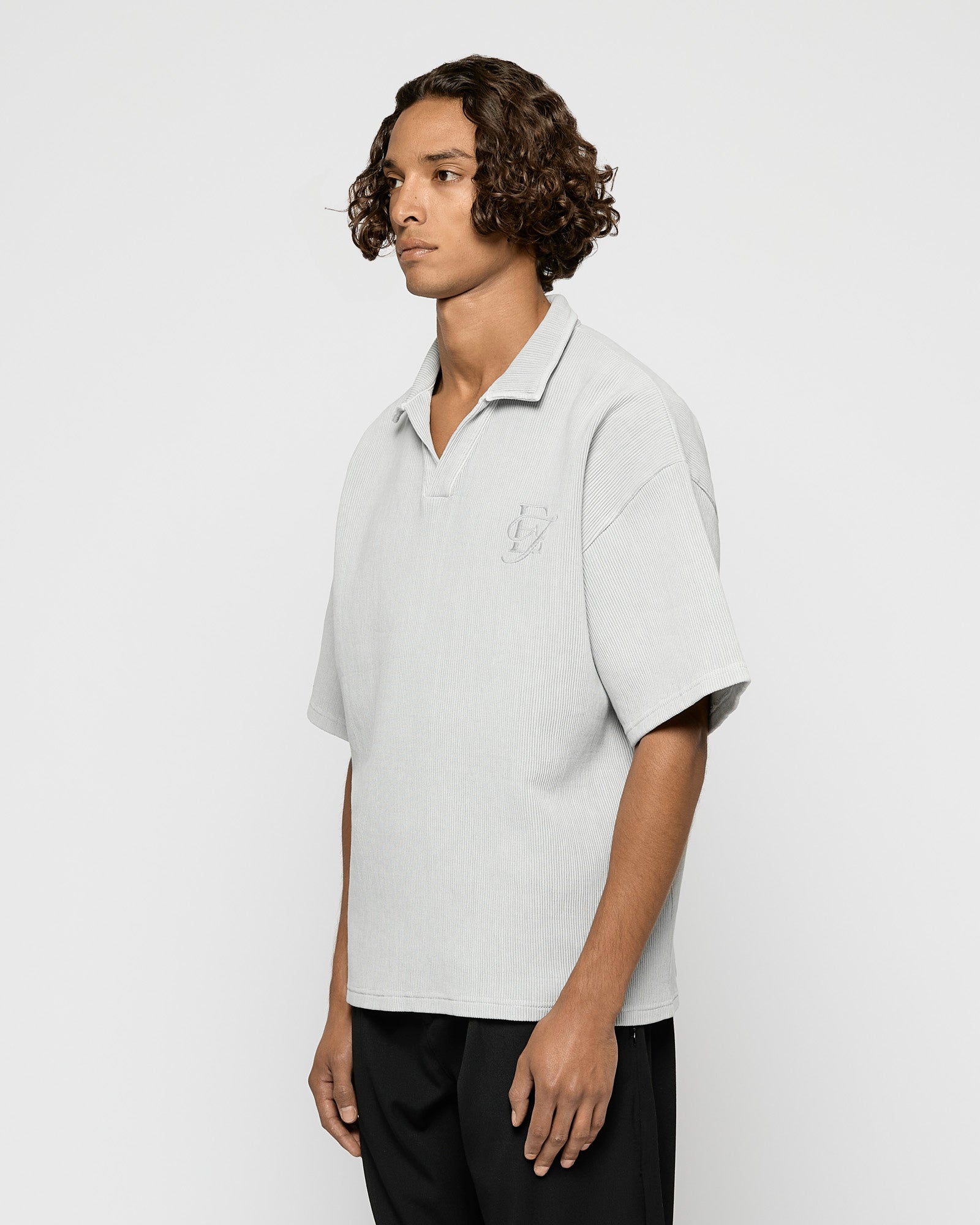 Embroidered Ribbed Polo T-Shirt