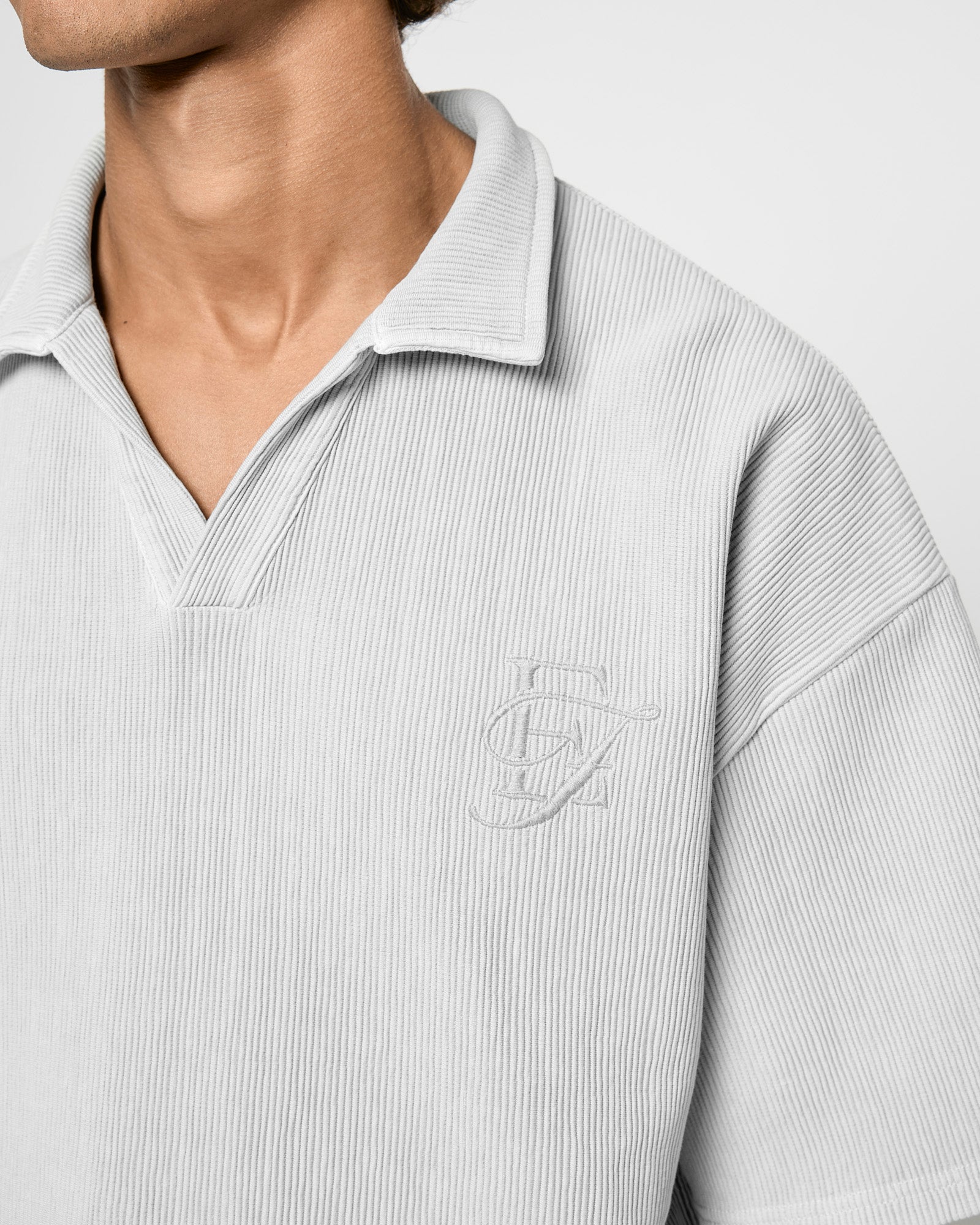 Embroidered Ribbed Polo T-Shirt
