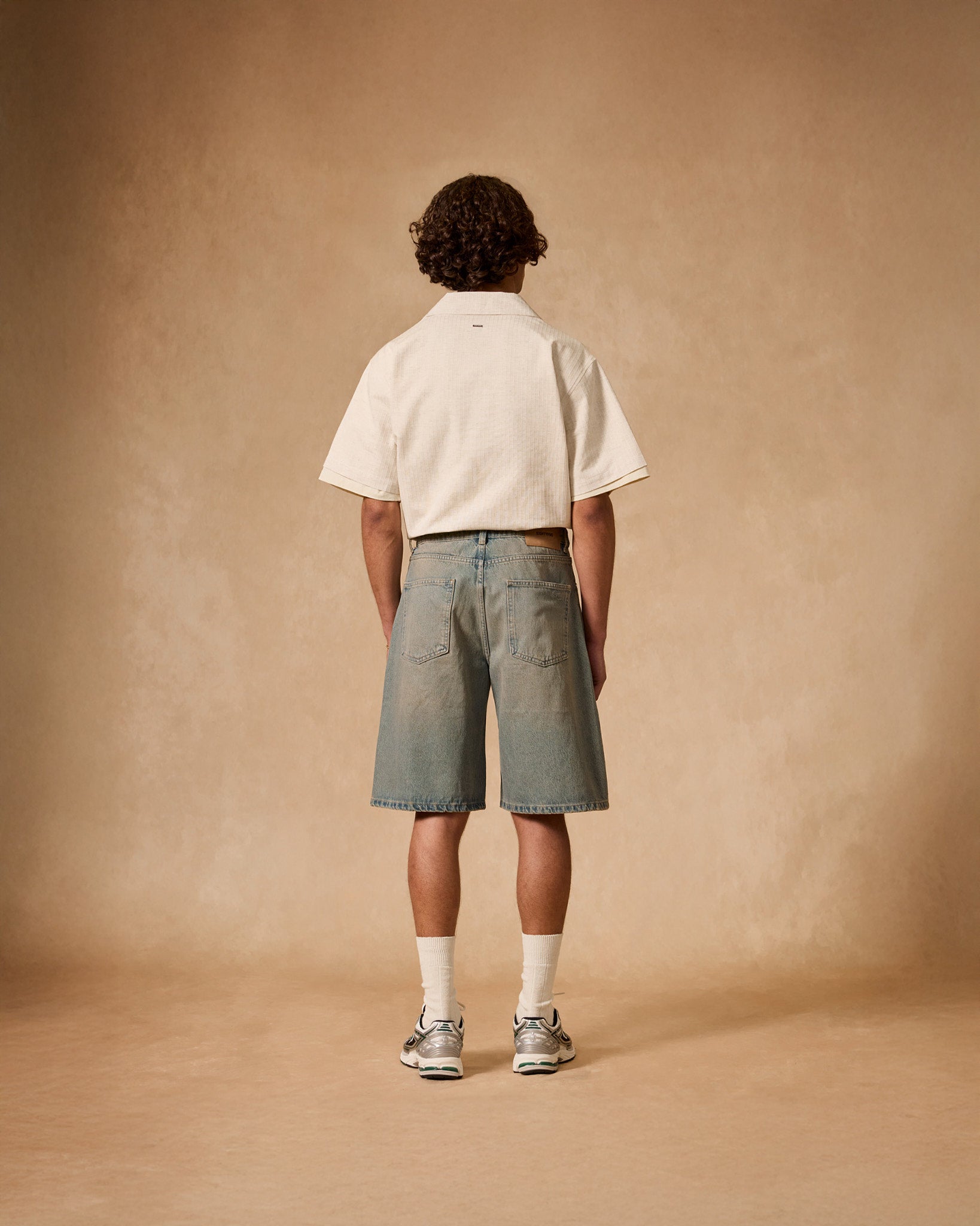 パンツ twist badge Hand Stitch Baggy Jorts Hesaco Unisex Baggy Jorts - Wash Star Jean Shorts Men Mid