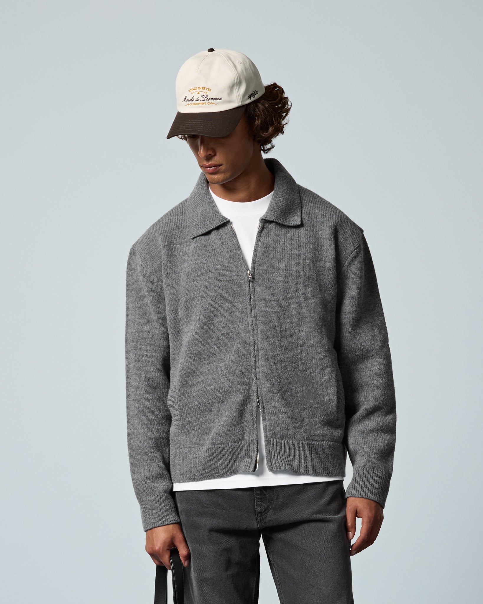 Wool Blend Zip Cardigan