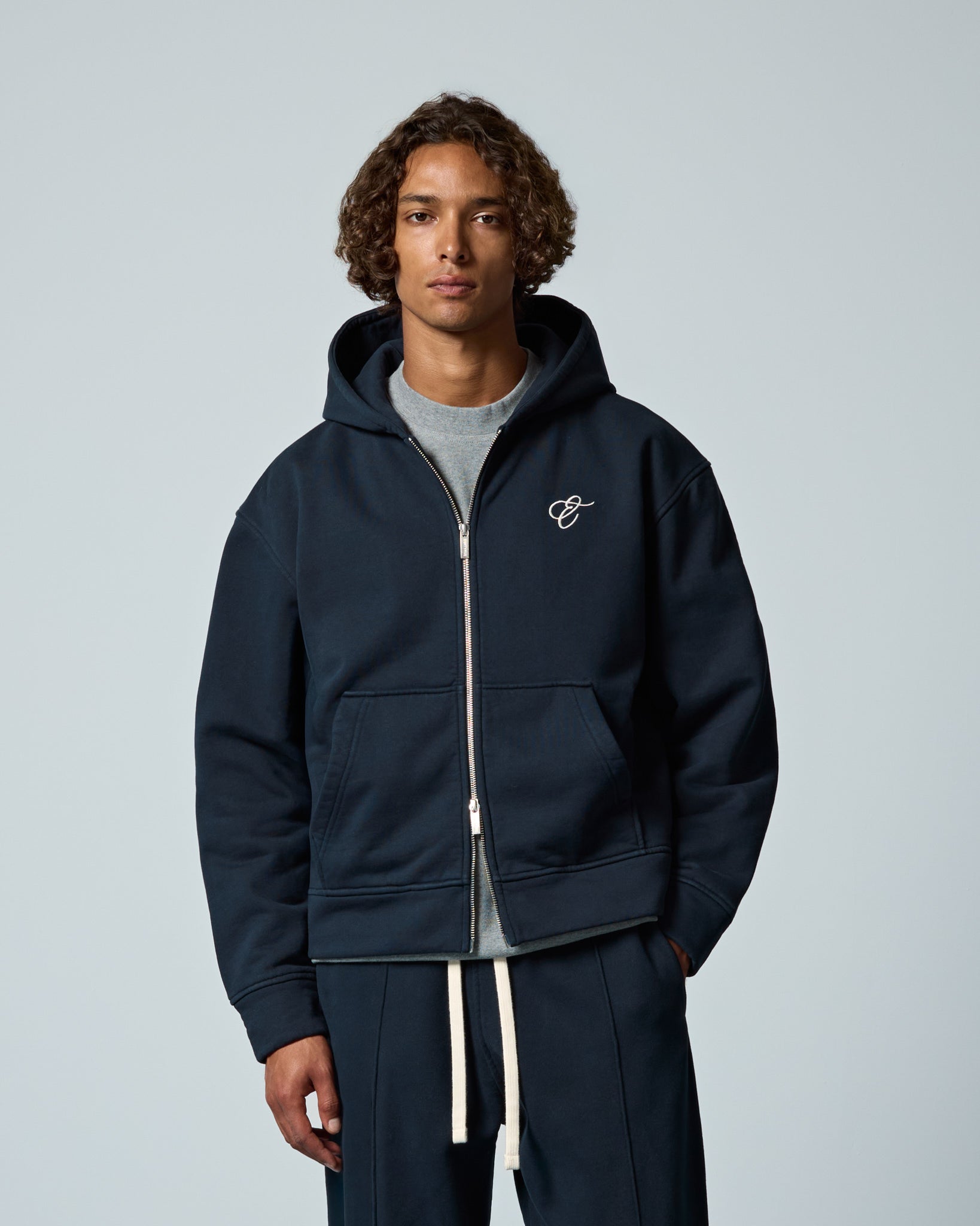 Embroidered Zip Hoodie
