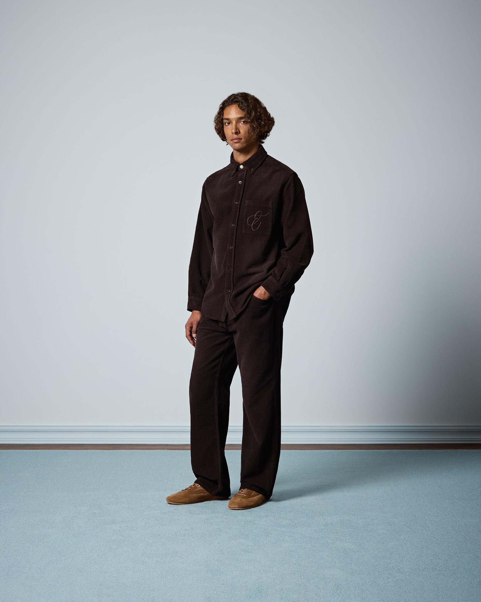 Washed Pleated Corduroy Pants