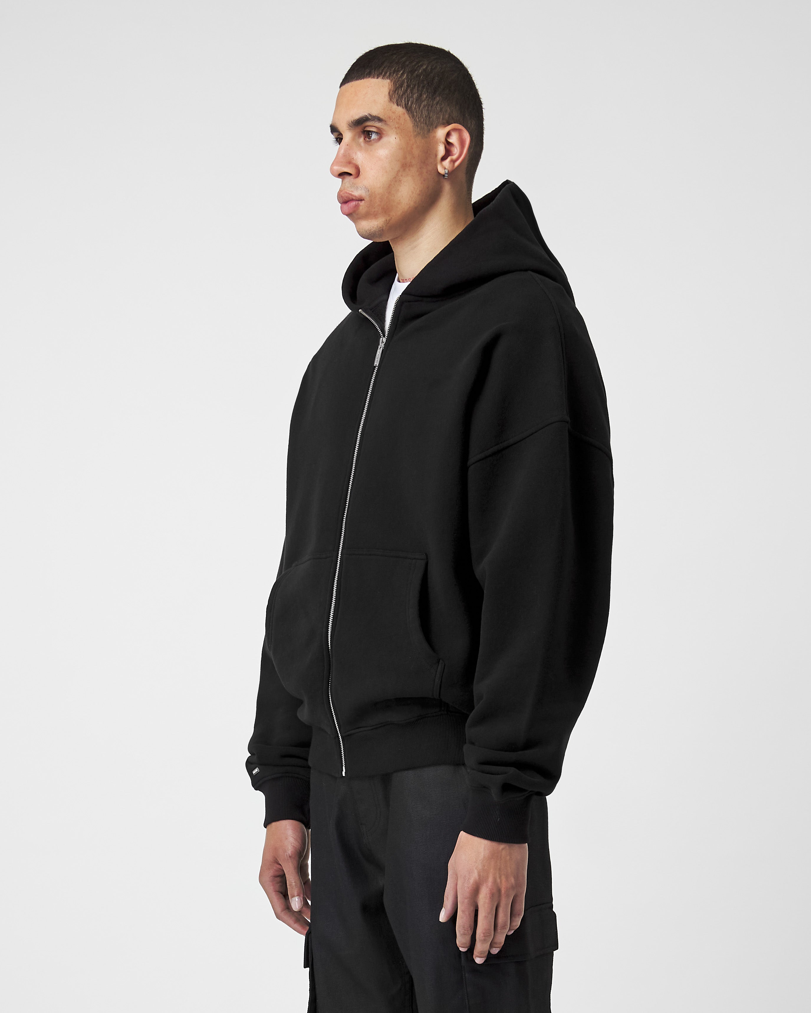 Black Basic Zip Hoodie