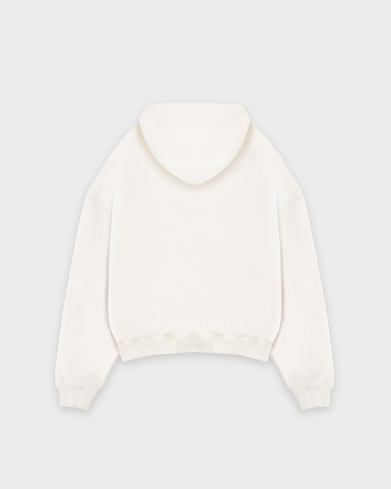 Heavy Cropped Off White Basic Hoodie