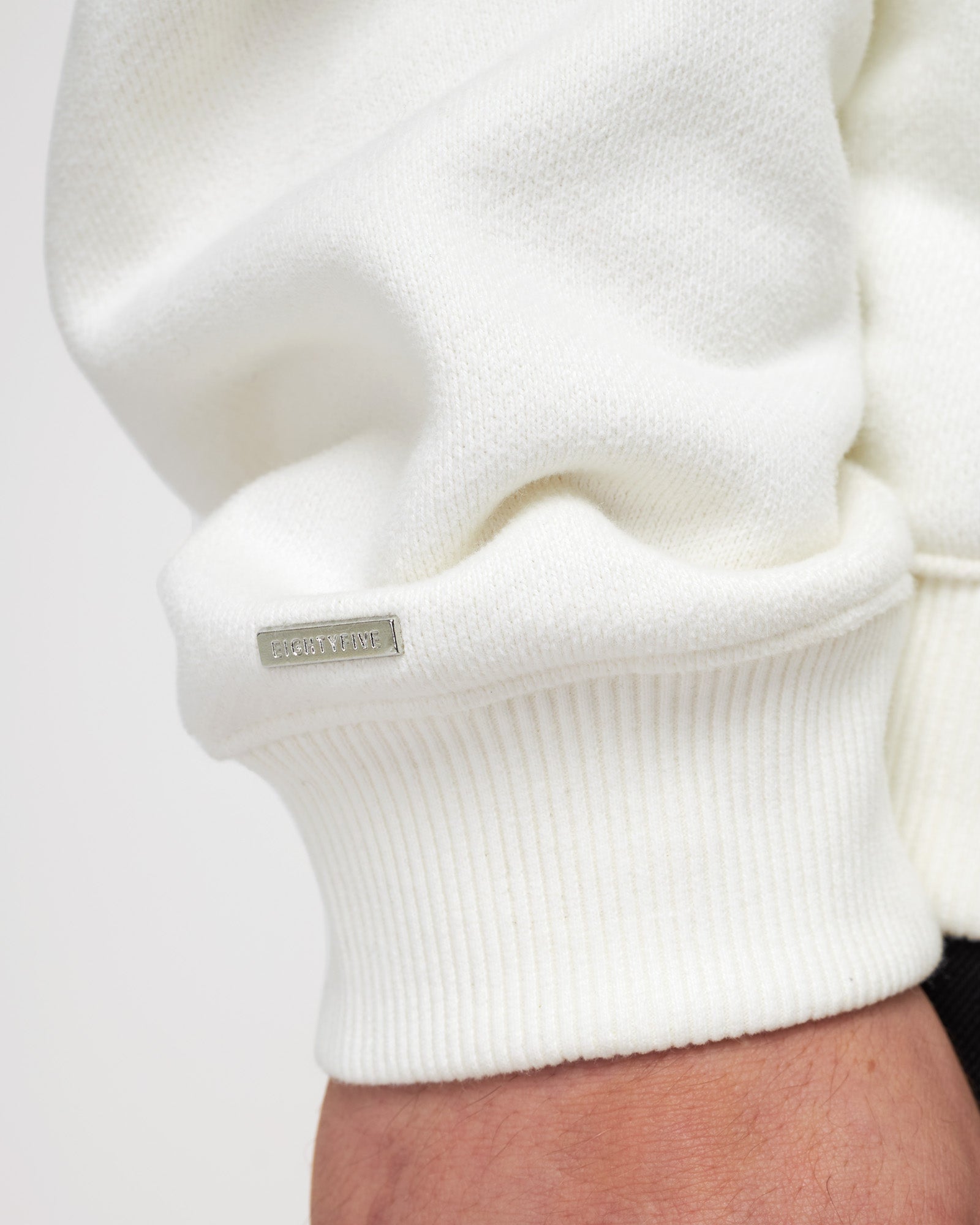 Heavy Cropped Off White Basic Hoodie