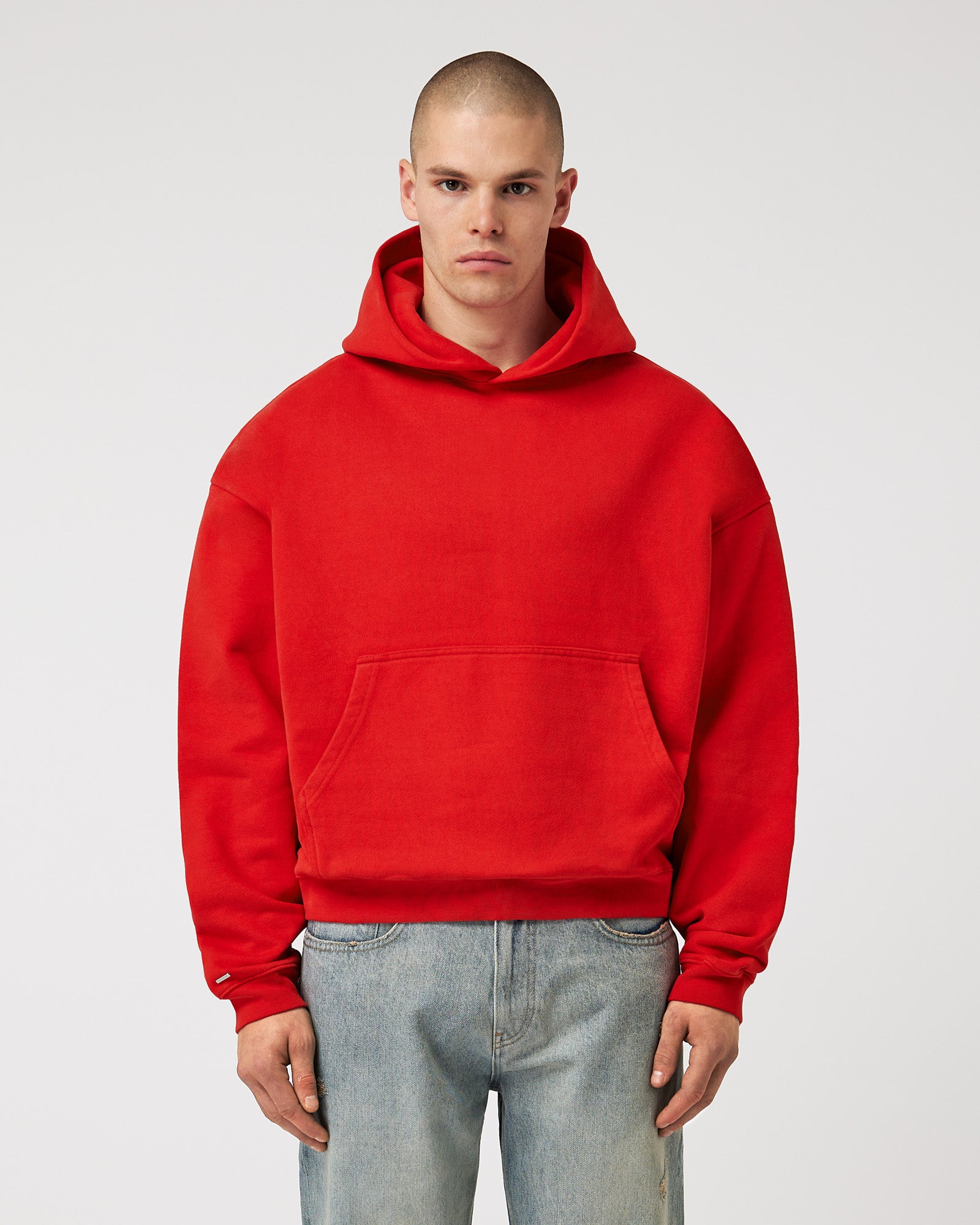 Heavy Cropped Flame Red Basic Hoodie