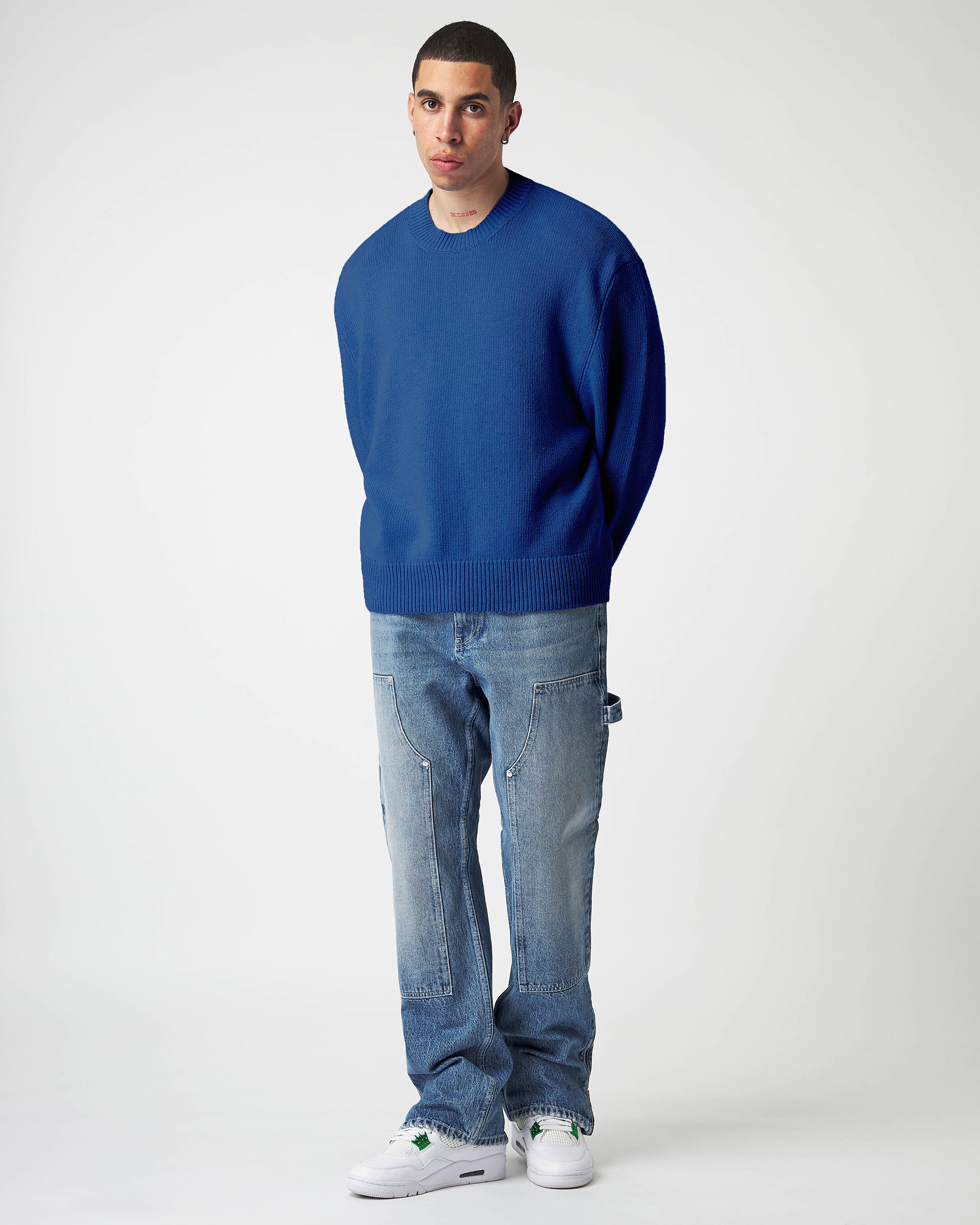 Royal Blue Knit Sweater eightyfiveclo