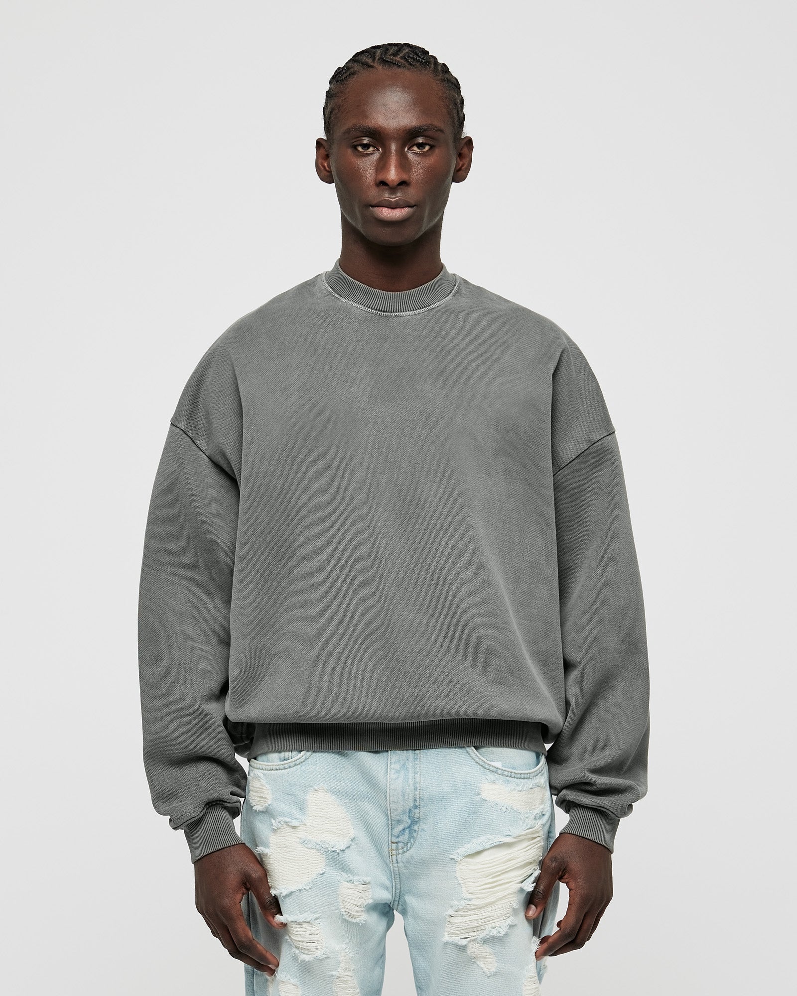 Heavy Stone Grey Basic Sweater